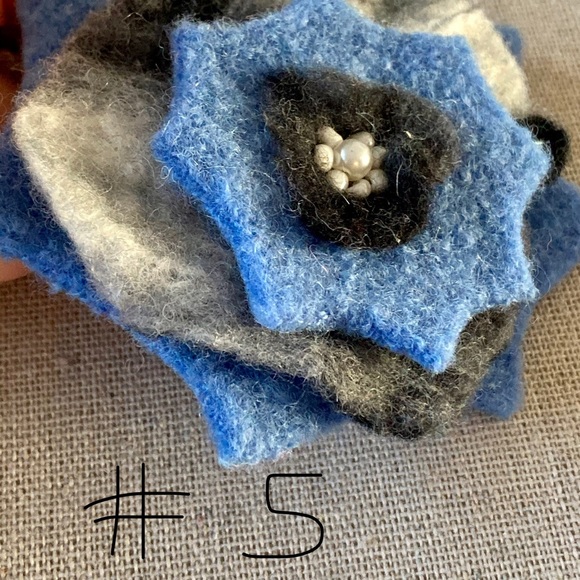 🐑 Hand Felted Floral Metal Barrettes Variety of Blooms to Choose Made From… - Picture 12 of 15